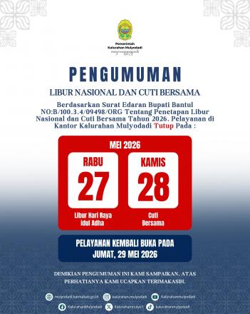 Pengumuman Pelayanan di Kantor Kalurahan Mulyodadi