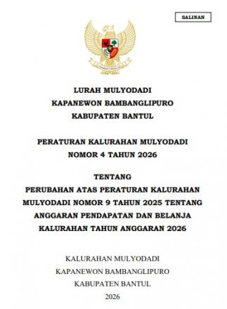 PERATURAN KALURAHAN MULYODADI NOMOR 4 TAHUN 2026