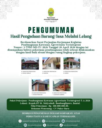 Pembangunan Kawasan Agrowisata Terintegrasi Tahun 2026
